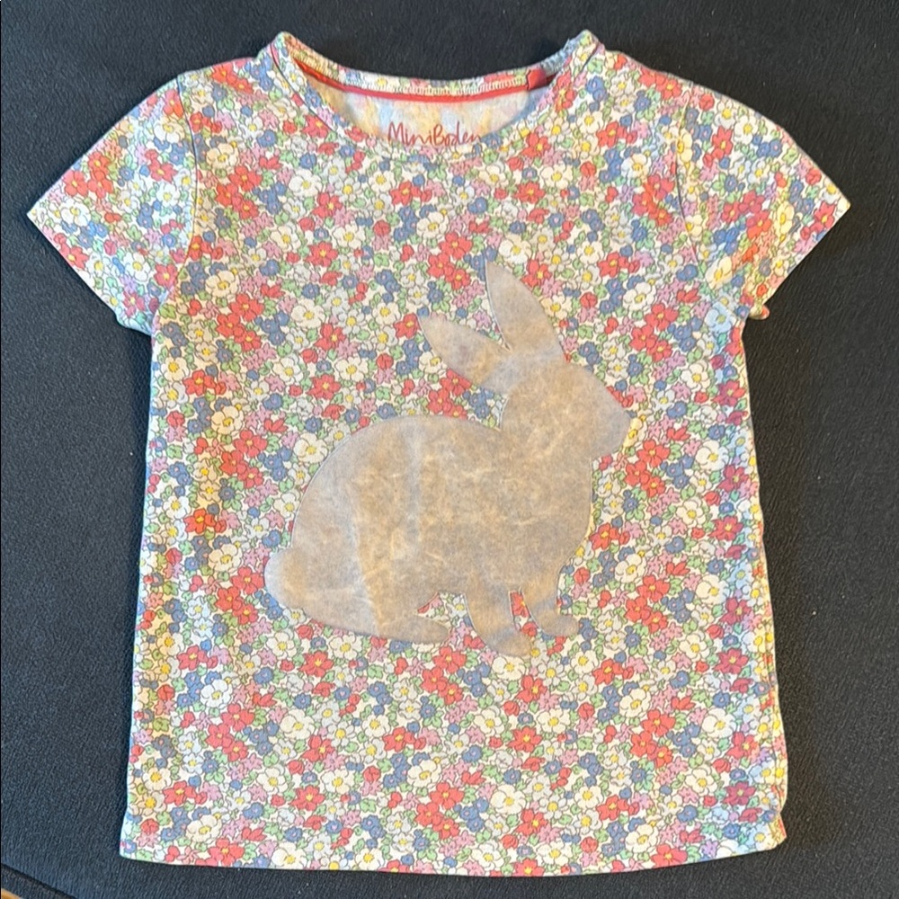 Mini Boden Floral Bunny Kids Shirt